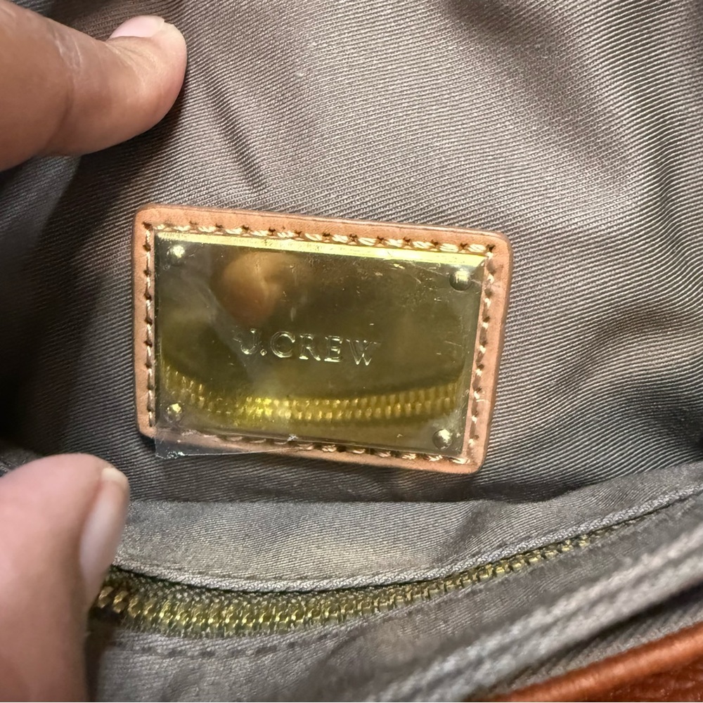J. Crew Brown Cognac Brown Leather Clutch Shoulder Strap - Picture 6 of 10